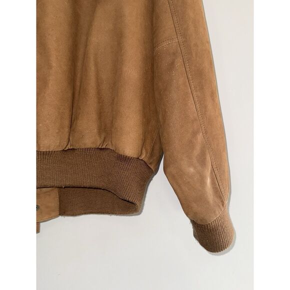 Vintage Global Identity G-III Leather Bomber Jacket Brown Flight Map Mens Large - Picture 13 of 16